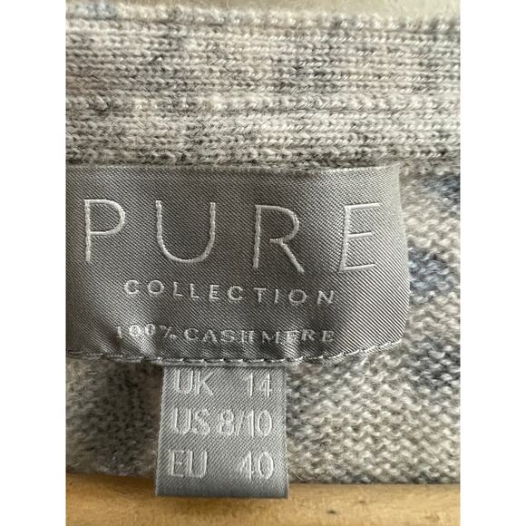 Pure Cashmere Leopard Gray and Blue Classic Cardigan Sweater size 8-10 - Picture 4 of 6
